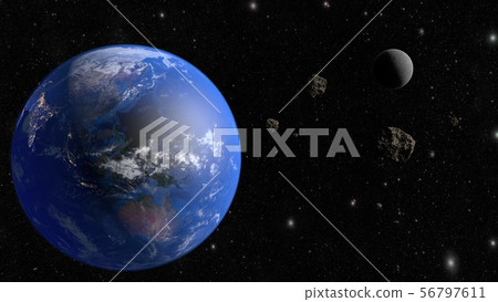 An asteroid flies to the earth. 3D rendering 56797611