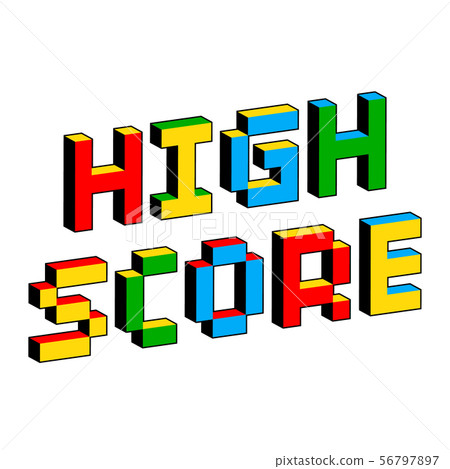 High Score text in style of old 8-bit video games. High Score text in style of old 8-bit video games. 56797897