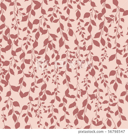 Birch leaf pattern background red on pink color silhouette of a branch, botanical tree ornament Birch leaf pattern background red on pink color silhouette of a branch, botanical tree ornament 56798547