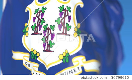 Waving flag of Connecticut. Close-up 3D rendering Waving flag of Connecticut. Close-up 3D rendering 56799610