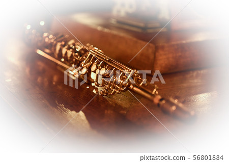 Soprano saxophone centered in white frame Soprano saxophone centered in white frame 56801884