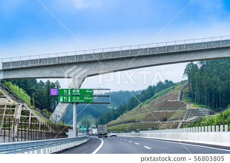 A truck on the Shin-Meishin Expressway in Mie Prefecture Soon Suzuka Parking A truck on the Shin-Meishin Expressway in Mie Prefecture Soon Suzuka Parking 56803805