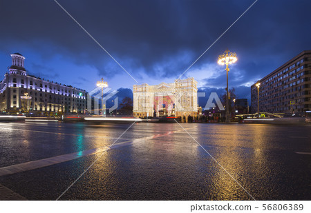 New Year holidays illumination, Moscow, Russia 56806389