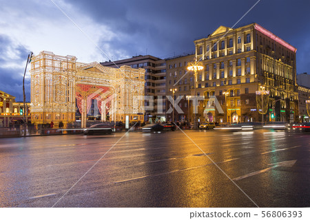 New Year holidays illumination, Moscow, Russia 56806393