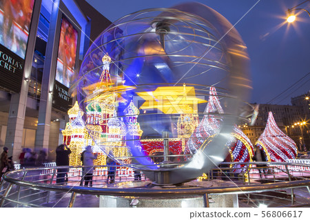 New Year holidays illumination, Moscow, Russia New Year holidays illumination, Moscow, Russia 56806617