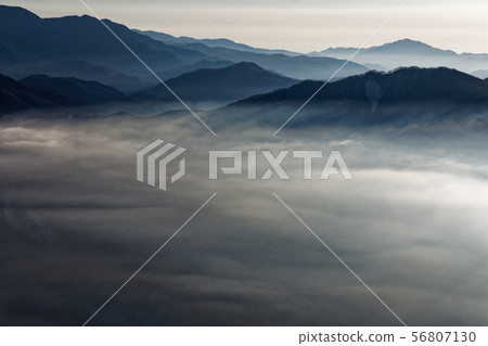 Mountains floating in the morning as seen from Mt. 56807130