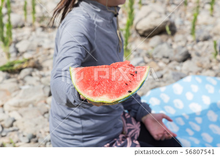Eating watermelon split watermelon Eating watermelon split watermelon 56807541