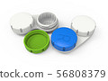 Contact lens cases. 3D rendering. Isolated on 56808379