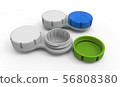 Contact lens cases. 3D rendering. Isolated on 56808380