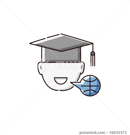 Student in university hat icon for language school vector illustration isolated. 56810371