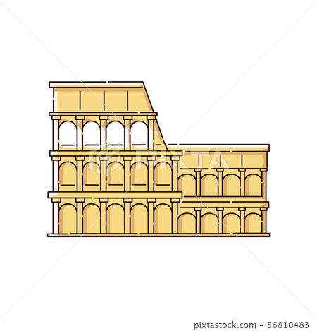 The colosseum icon for italian language online schools vector illustration isolated. The colosseum icon for italian language online schools vector illustration isolated. 56810483