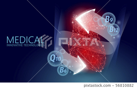 Healthy Human Heart 3d Vitamin Low Poly Stock Illustration