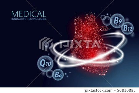 Healthy Human Heart 3d Vitamin Low Poly Stock Illustration