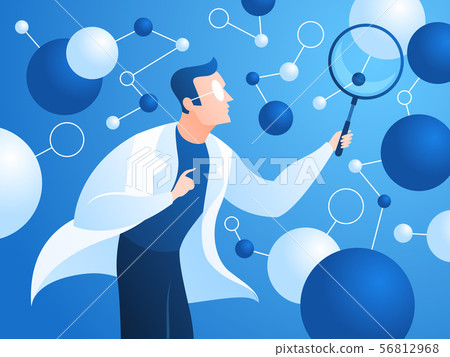 Researching scientist. Doctor in lab coat checks neural structure artificial neurons. Innovation Researching scientist. Doctor in lab coat checks neural structure artificial neurons. Innovation 56812968