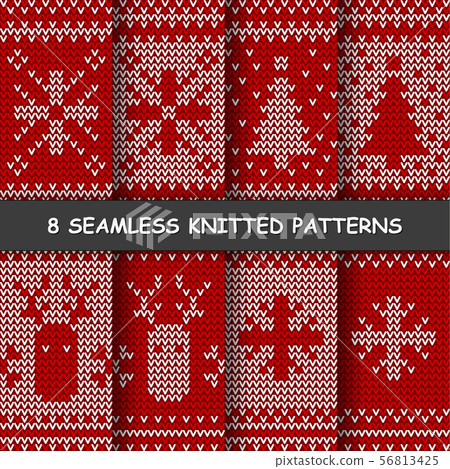 seamless red and white knitted background - Stock Illustration ...