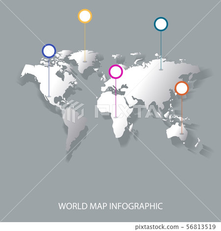 World map infographics with pointer marks... - Stock Illustration ...