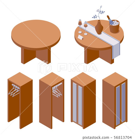 Vector furniture collection with decorated hotel 56813704