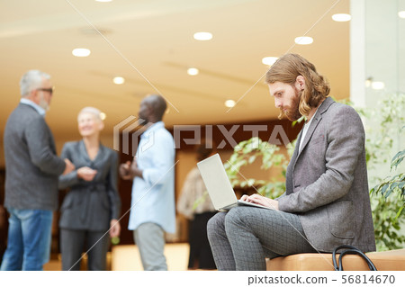 Bearded Businessman using Laptop Bearded Businessman using Laptop 56814670