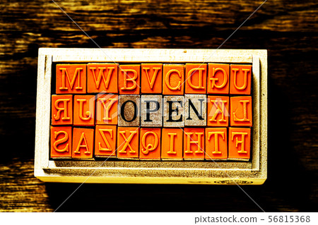 Hanko open character placed on wood grain Background of wood grain 56815368