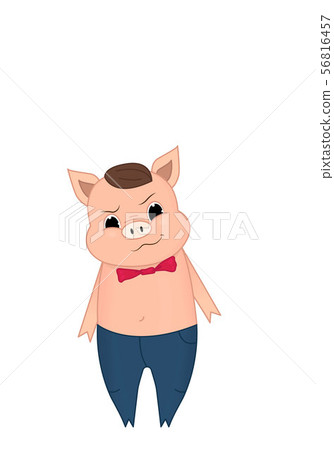 Vector illustration of Cute pig cartoon. Doodle, hand-drawn. Cartoon. 56816457