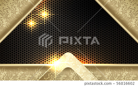 Geometric dark mesh background with a gold frame, arrow and glitter 56816602