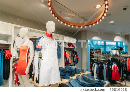 Mannequins Dressed In Female Woman Casual Summer Clothes In Store Of Shopping Center 56816918