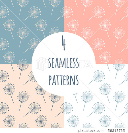 Hand drawn dandelion vector seamless pattern set 56817735