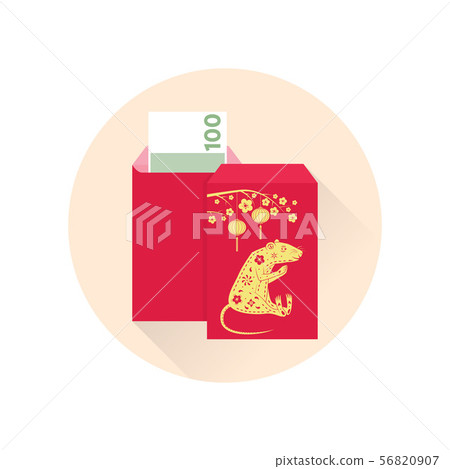 Chinese New Year red envelope flat icon.... - Stock Illustration ...