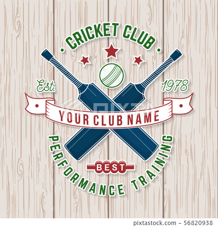 Cricket club badge. Vector. Concept for shirt, print, stamp or tee. Vintage typography design with 56820938