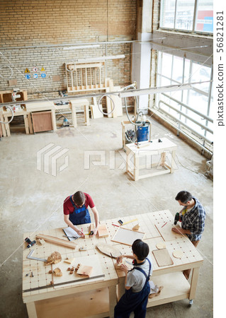 Group of Carpenters Working Background 56821281