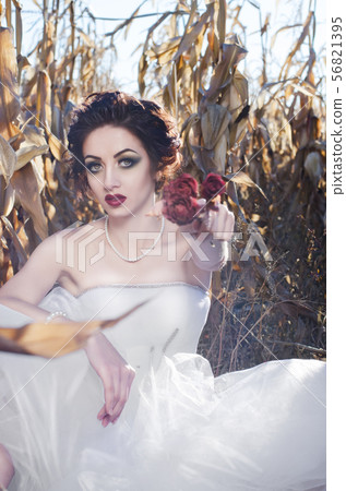 Young caucasian brunette woman portrait at Young caucasian brunette woman portrait at 56821395