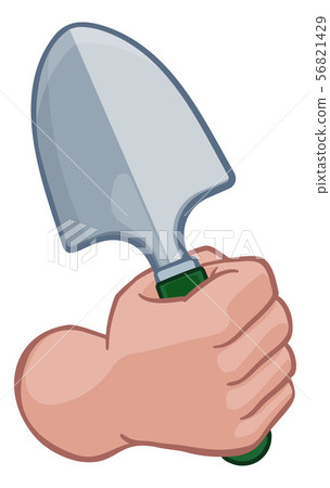 Gardener Farmer Hand Fist Holding Spade Cartoon 56821429