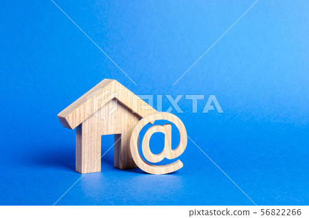 Email icon and house. Contacts for business, home 56822266
