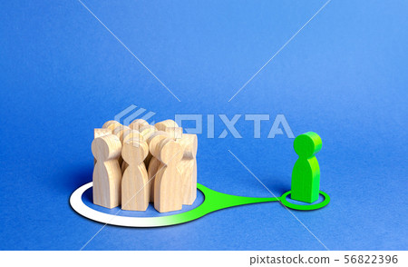 A green human figure influences on a crowd  56822396