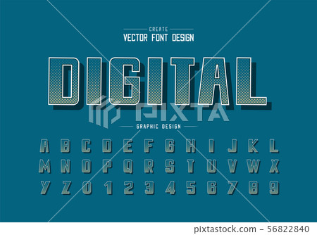 Halftone square font and bold alphabet vector 56822840