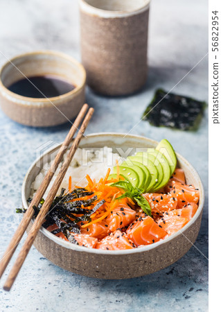 Hawaiian salmon poke bowl Hawaiian salmon poke bowl 56822954