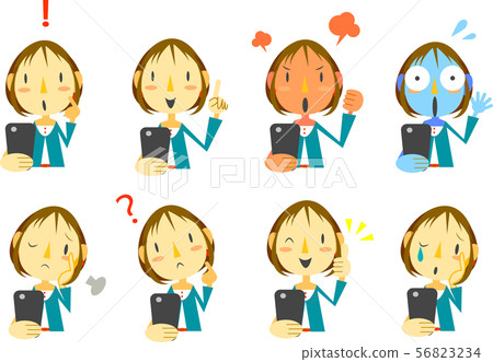 Female smartphone reaction set 56823234