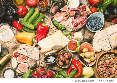 Top view table full of food Top view table full of food 56823460