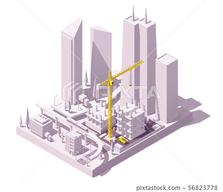 Vector isometric construction site - Stock Illustration [56823778] - PIXTA