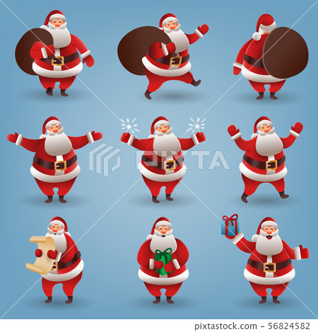 Santa Claus christmas character set. Santa with different gestures and gifts. For Christmas cards Santa Claus christmas character set. Santa with different gestures and gifts. For Christmas cards 56824582
