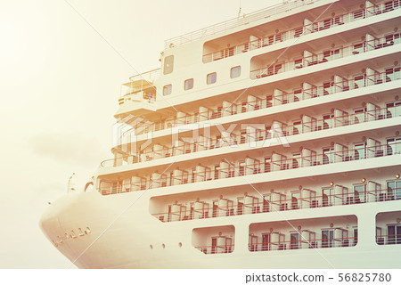 Close up of cruise ship liner docked in the port Close up of cruise ship liner docked in the port 56825780