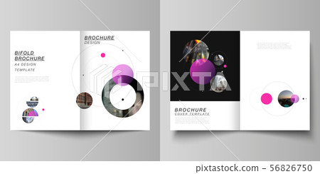 Vector layout of two A4 format modern cover mockups design templates for bifold brochure, flyer 56826750
