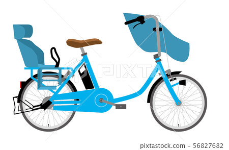 Electric Assisted Bicycle Illustration Light Blue | Three-seater / Sideways | Electric Assisted Bicycle Illustration Light Blue | Three-seater / Sideways | 56827682