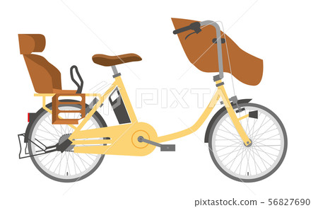 Electric Assisted Bicycle Illustration Yellow | Three-seater / Sideways | 56827690