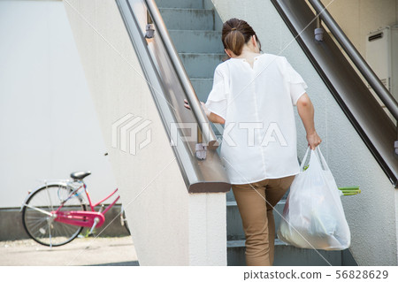 Housewife climbing stairs Housewife climbing stairs 56828629