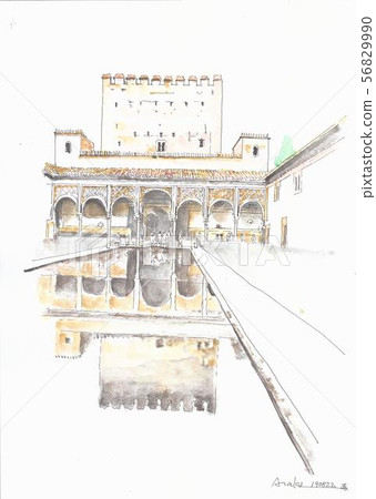 World heritage cityscape, Spain, Alhambra palace Comares courtyard and comares tower 56829990