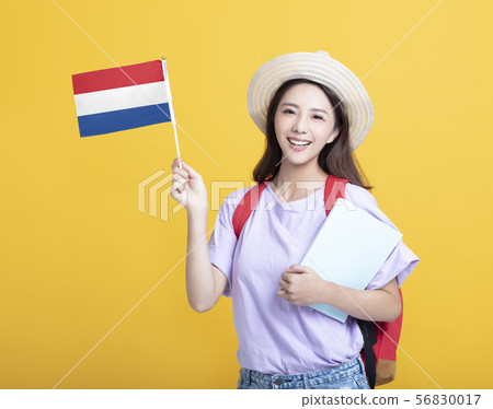Young asian girl  student showing the Netherlands  56830017