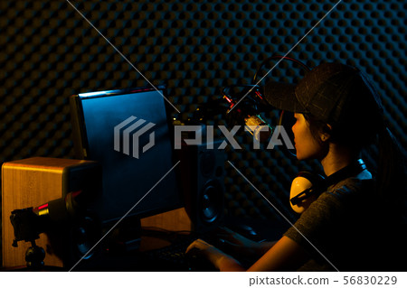 Woman connect social media with pro equipment Woman connect social media with pro equipment 56830229