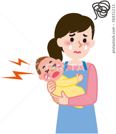 Weeping baby and mother 56831213