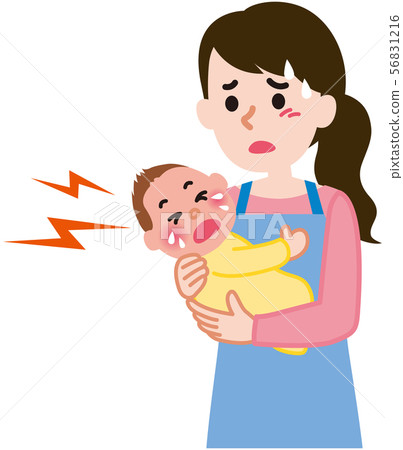 Weeping baby and mother 56831216